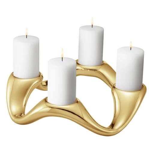 Georg Jensen Cobra Kerzenhalter, Rund, Gold -Kissen Verkaufsv Shop 10019713 COBRA ROUND CANDLEHOLDER SS GOLD PVD 02