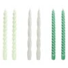 Hay Lange, Gedrehte Kerzen, 6 Stück, Minzgrün - Hellgrau - Grün -Kissen Verkaufsv Shop 541309 Candle Long Mix Set of 6 mint light grey green