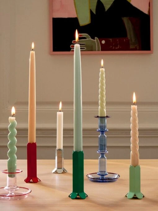 Hay Flare Kerzenhalter, Hoch, Hellblau Mit Rotem Rand -Kissen Verkaufsv Shop Arcs Candleholder Flare Flare Tall