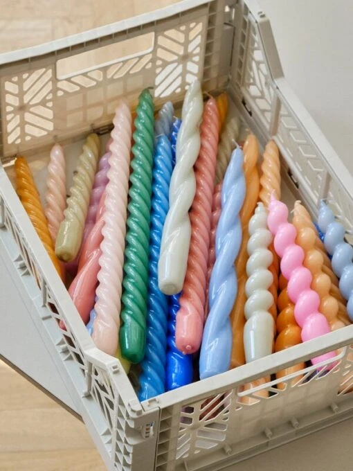 Hay Long Twist Kerzen, 6 Stück, Dunkler Pfirsich, Dunkelrosa, Hellro -Kissen Verkaufsv Shop Candle family Color Crate M light grey 1