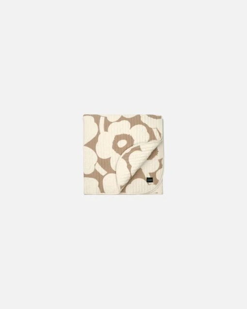 Marimekko Unikko Doppelbett-Überwurf, 260 × 260 cm, Beige - Naturweiß -Kissen Verkaufsv Shop